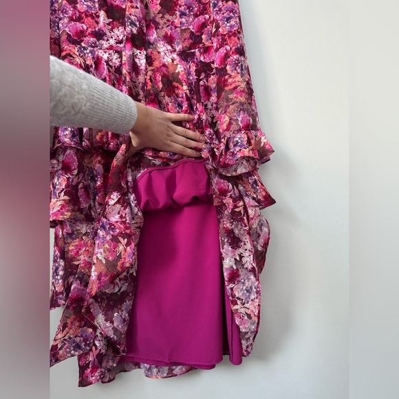 $1080 MIKAEL AGHAL Floral Maxi Dress Fucsia Color Size 6 NWT - Picture 13 of 15